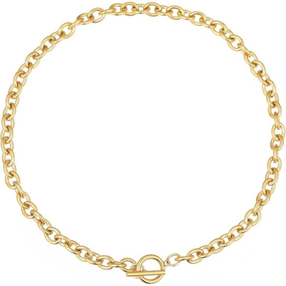 🆕 Women Gold Toggle Bar Clasp Chain Necklace Dainty Choker Stainless Jewelry - Picture 3 of 7